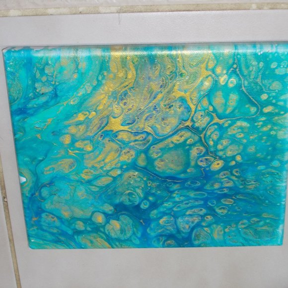 Original "Aqua Maze" acrylic painting, 8"x10" - Picture 3 of 3
